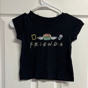 FRIENDS Black Short Sleeve Tee with Logo Design